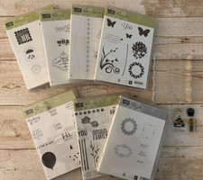 Lot Of 7 New Stampin' Up Stamp Sets plus Acrylic Block and a few extra stamps