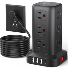 Surge Protector Power Strip 10 FT Cord, Power Strip Tower with 4 USB Ports 1...