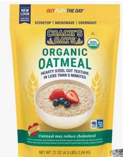 Coach's Oats Organic Oatmeal, 72oz 4.5Lb Total