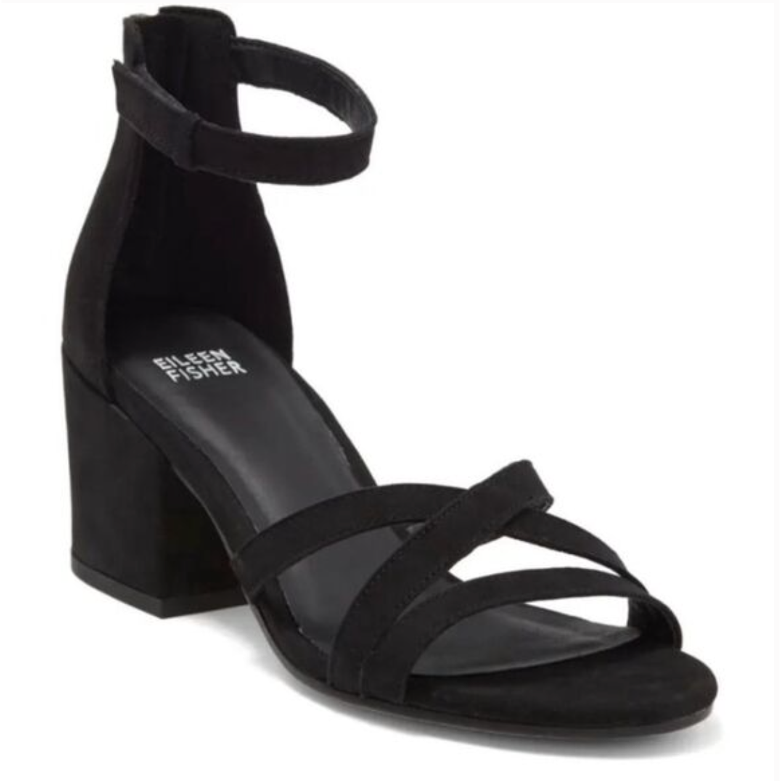 APL Sandali Eileen Fisher Jazzy tacco 8 5 NUOVI cinturino alla caviglia blocco pelle nero