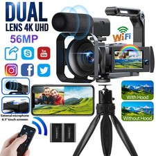 Videocámara de doble lente 5K 56MP videocámara 64GB WLAN IR visión nocturna 16XDigitalzoom