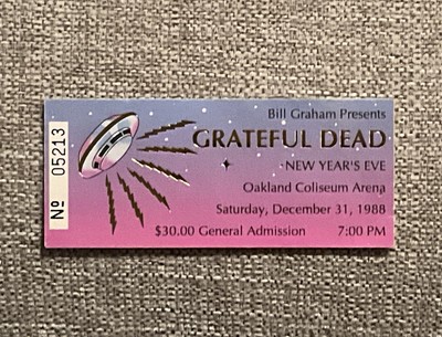 Grateful Dead Ticket Stub New Years Eve 1988 1989 12/31/88 UFO