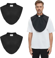 2Pcs in Pack Unisex Clergy Black Tab Collar Clerical Bib Collar with Insert Whit