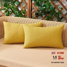 Set of 2 Outdoor Waterproof Throw Pillow Covers 20" x 12" Pack of 2 Yellow