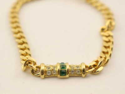 CHRISTIAN DIOR Bracelet Bangle Chain AUTH Logo Vintage Rare CD