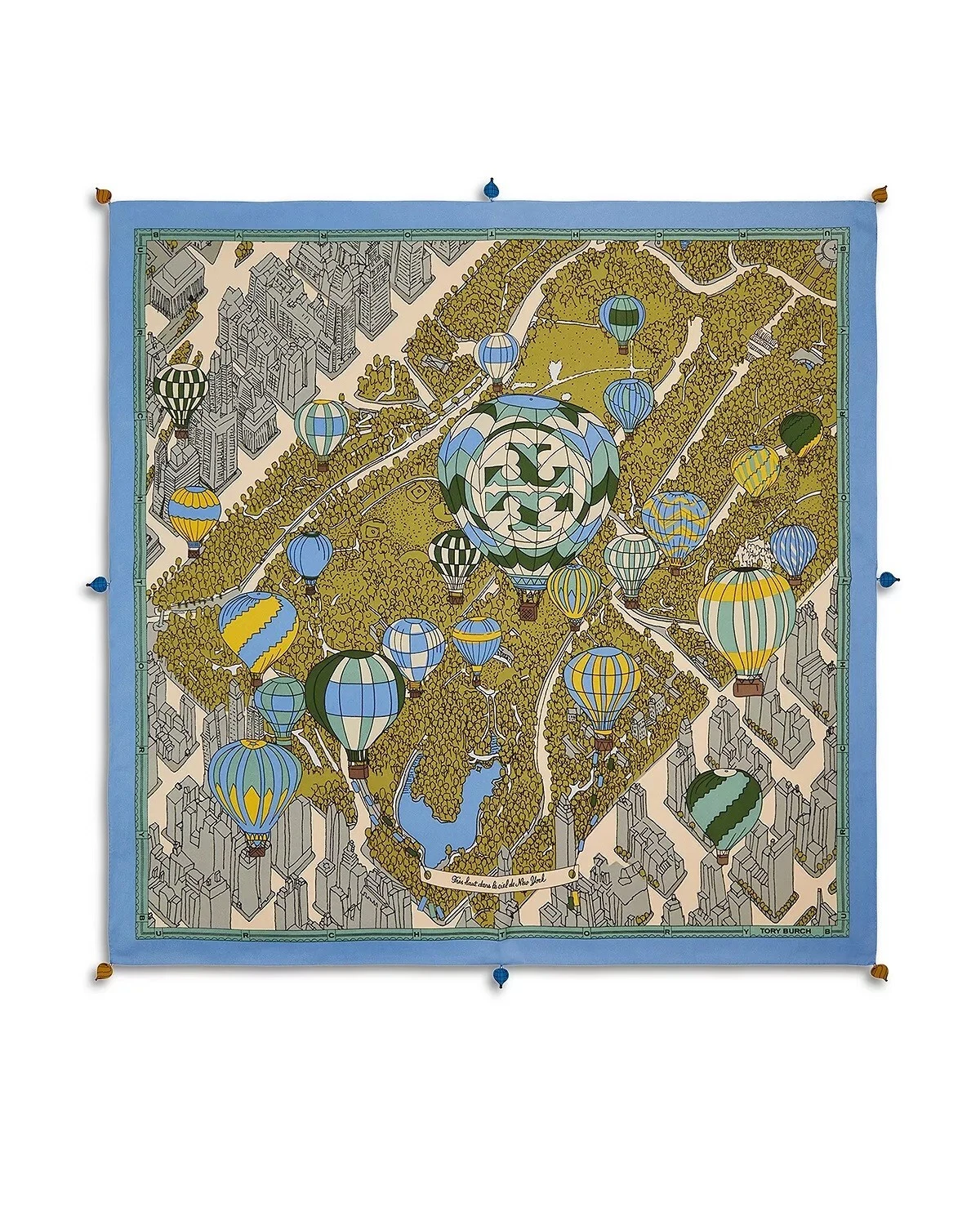 SCIARPA QUADRATA TORY BURCH PALLONCINI NEL CIELO SETA