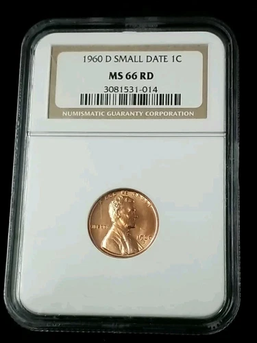 1960 D SMALL DATE   1C LINCOLN MEMORIAL CENT NGC MS 66 RD #2627