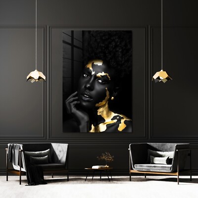   Wandbild, MODE FRAU, GOLD MAKE-UP,  Acrylglas, Leinwand oder Poster, Wand Deko