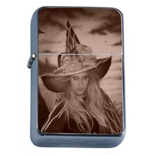 Vintage Witchcraft Witches D6 Flip Top Oil Lighter Wind Resistant Flame 