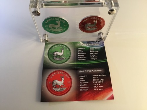 2 x 1 oz Silber Krügerrand 2022 im Acryl Aufsteller Set Red & Green Space - Bild 13 von 15