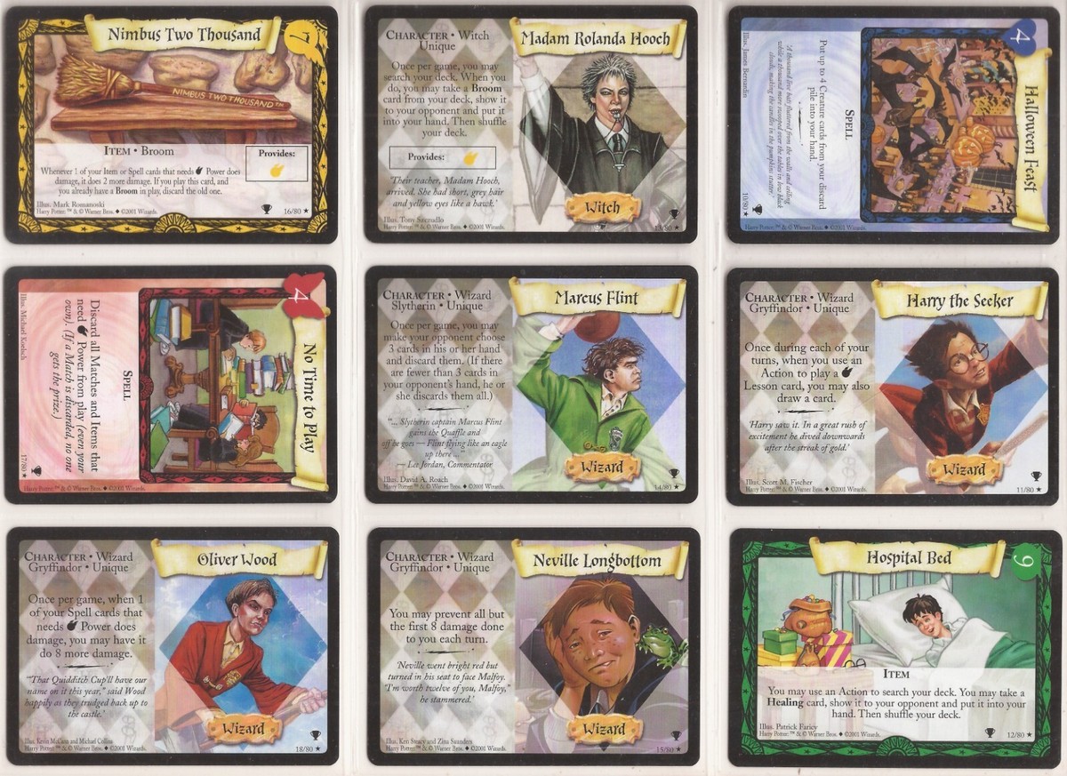 Harry Potter Quidditch Cup TCG - Complete Set of 30 Rare Cards | eBay