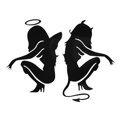 Engel Teufel Aufkleber Sticker Tuning Girl Lady  Funny fun diy schwarz 14 x 11cm