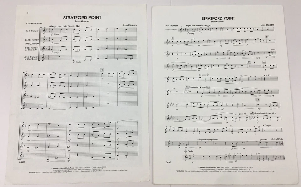 Stratford Point Brass Quartet Trumpet Sheet Music By Jared Spears  CL Barnhouse - Image 2 of 4