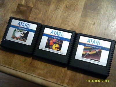 3 Atari 5200, 1982 games, pacman, breakout, centipede