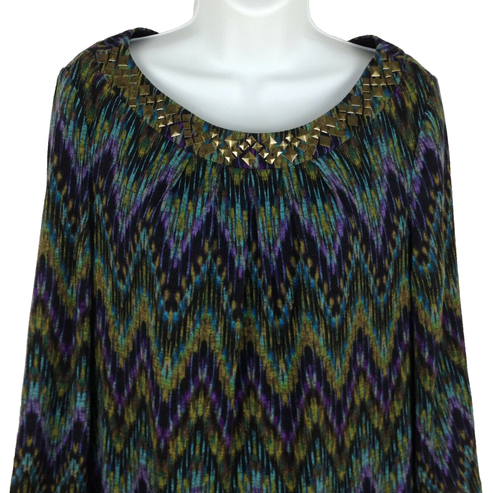 London Times womens embellished dress size 10 stretch round neck 3/4 sleeve - Image 2 of 4