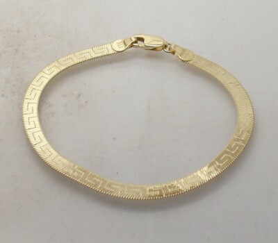 8 Zoll wendbarer griechischer Schlüssel Fischgrät Kette Armband echt massiv 10K Gelbgold