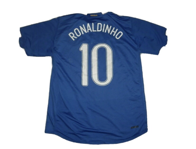 RONALDINHO #10 NIKE WORLD CUP BRAZIL MEN'S L BLUE SOCCER