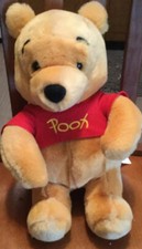 Vintage Walt Disney Winnie the Pooh Bear 14" Sitting With Pouch VGUC
