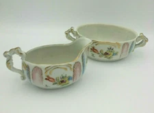 Cream Sugar Set Floral White Porcelain Japan Made