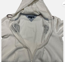 Tommy Hilfiger Men's Spell Out Sweatshirt Hoodie Full Zipper WHITE L NWTD