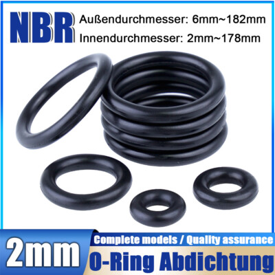 O Ring Innen Dia 2~178mm x Schnurstärke 2mm Nitrilkautschuk NBR Dichtring 0 Ring