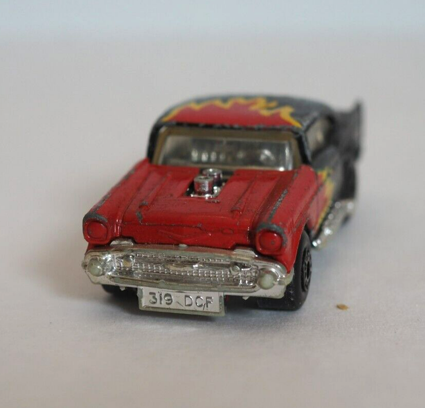 Vintage 1979 Matchbox Superfast 1957 57 Chevy red black FLAMES