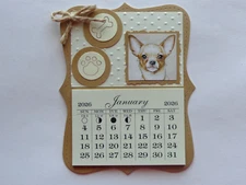 CHIHUAHUA DOG 2026 MINI MAGNETIC MOON CALENDAR MONTHLY PAGES CARDSTOCK BACK