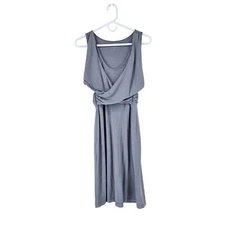 Athleta Adrianna Heather Gray Jersey Knit Sleeveless Faux Wrap Dress Small