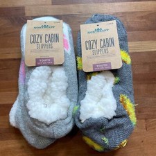 Cozy Cabin Kids sherpa lined holiday Slipper set small 10K-4 