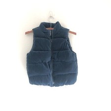 Gymboree Girls Dark Blue Velvet Puffer Full Zip Vest Size Large 10-12