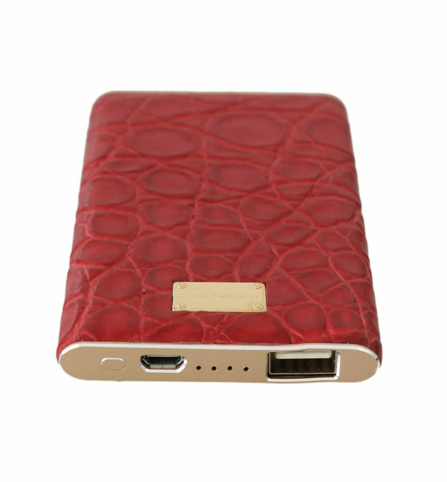 Carregador DOLCE & GABBANA Power Bank USB couro vermelho pele exótica 3000mAh RRP $850 - Imagem 2 de 4