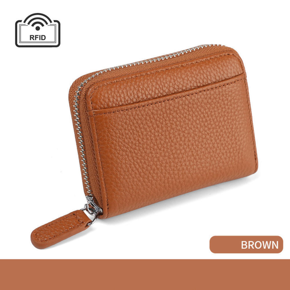 Women Credit Card Holder Wallet RFID Blocking Leather Organizer Zipper