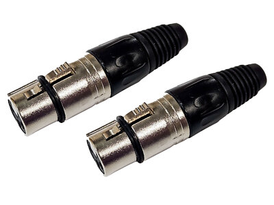 2er Set deetech XLR Stecker, female, 3-polig, silber
