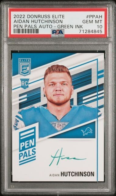 Aidan Hutchinson Panini Donruss Elite Pen Pals Autographs #PPAH Green Ink