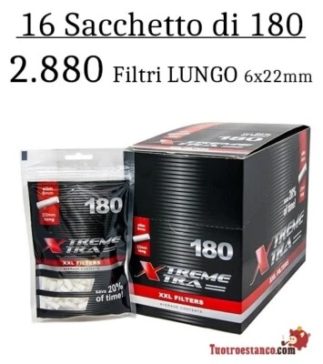 Filtri x-trem Xtra LONGO 6 x 22mm - 16 sacchetti da 180 filtri