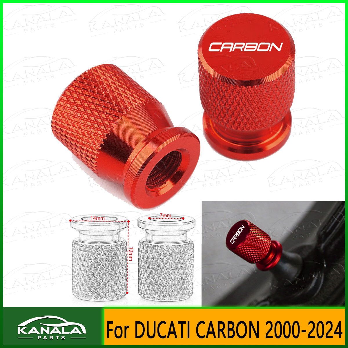 RED LOGO CARBON CNC Tire Valve Aluminum Covers For DUCATI CARBON 2000-2024