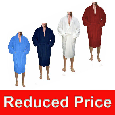 Bathrobe Men 100% Cotton Terry Cloth Robes Toweling Shawl Collar Robe