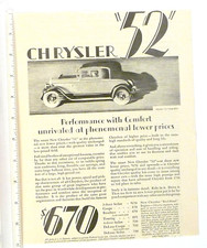 Chrysler 52 Magazine Ad Literary Digest 1928 Vintage Advertisement