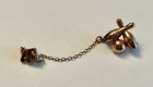 1940 Bowling Lapel Pin Sweater Pin w/Chain Vintage Goldtone — photo 1