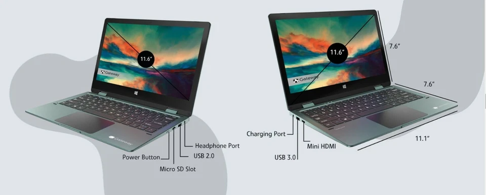 Gateway 11.6" FHD Touchscreen Laptop Celeron 2-in-1 convertible Laptop GWTC116 - Image 3 of 3