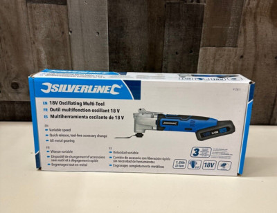 Silverline 18V Cordless Oscillating Multi Tool Set Blue 1.5 Ah Li-Ion Battery