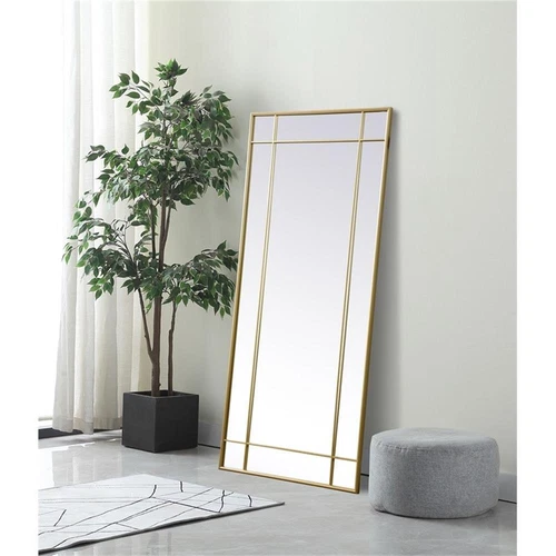 Elegant Decor Viola 30x70" Metal & MDF Panel Full Length Mirror in Brass - Picture 9 of 9