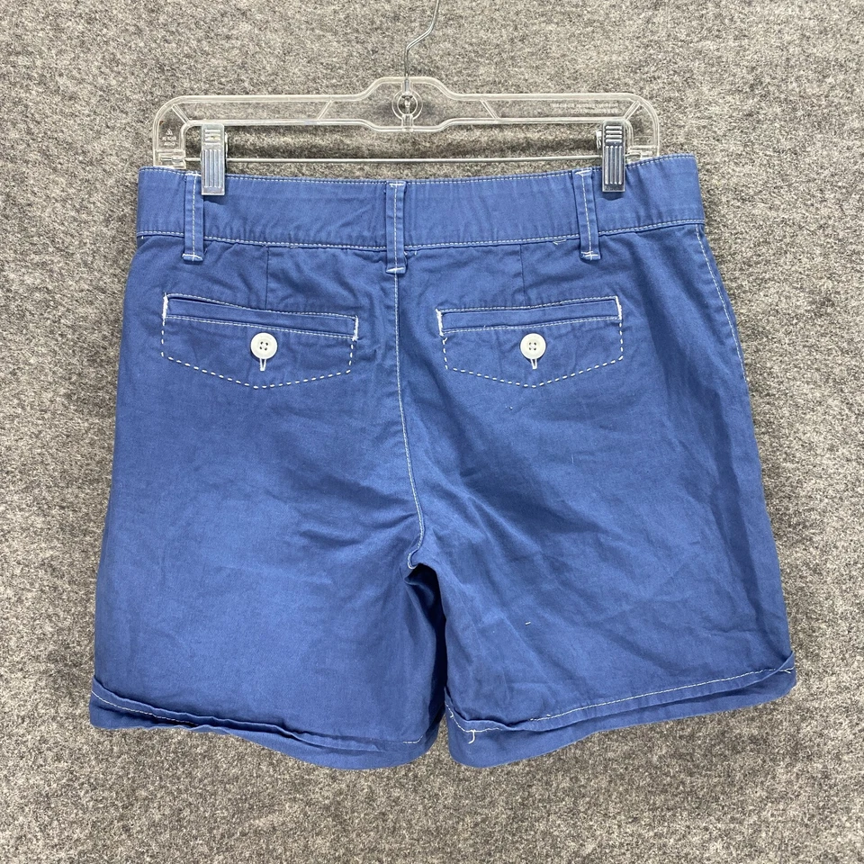 Pantalones Cortos Gloria Vanderbilt Mujer 4 Azul Tiro Medio Frontal Plano Algodón Bolsillos Chinos Foto 2 de 4