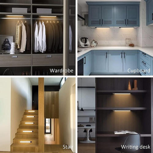 LED PIR Motion Sensor Strip Light USB Rechargeable Magnetic Cabinet Closet Lamp - Picture 3 of 25