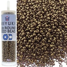 Miyuki Round Rocaille Seed Beads Size 15/0 8.2 Gram Tube Topaz Gold Luster
