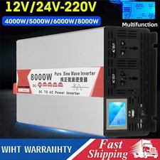 5000W 8000W Max 12V 24V 48V to 220V 240V Pure Sine Wave Power Inverter LCD USB