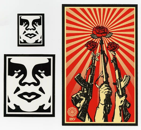 非売品 Obey / Giant ステッカー シルバー Shepard OBEY GIANT Shepard Fairey 3 STICKER LOT Set #11 NEW Guns and