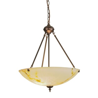 Meyda Lighting 20'W Corinth White Marble Inverted Pendant, White Marble - 149071
