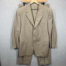 Canali Proposta Italy 2-Piece Suit Mens 42R Brown Plaid Wool Blend 34x28 EUC