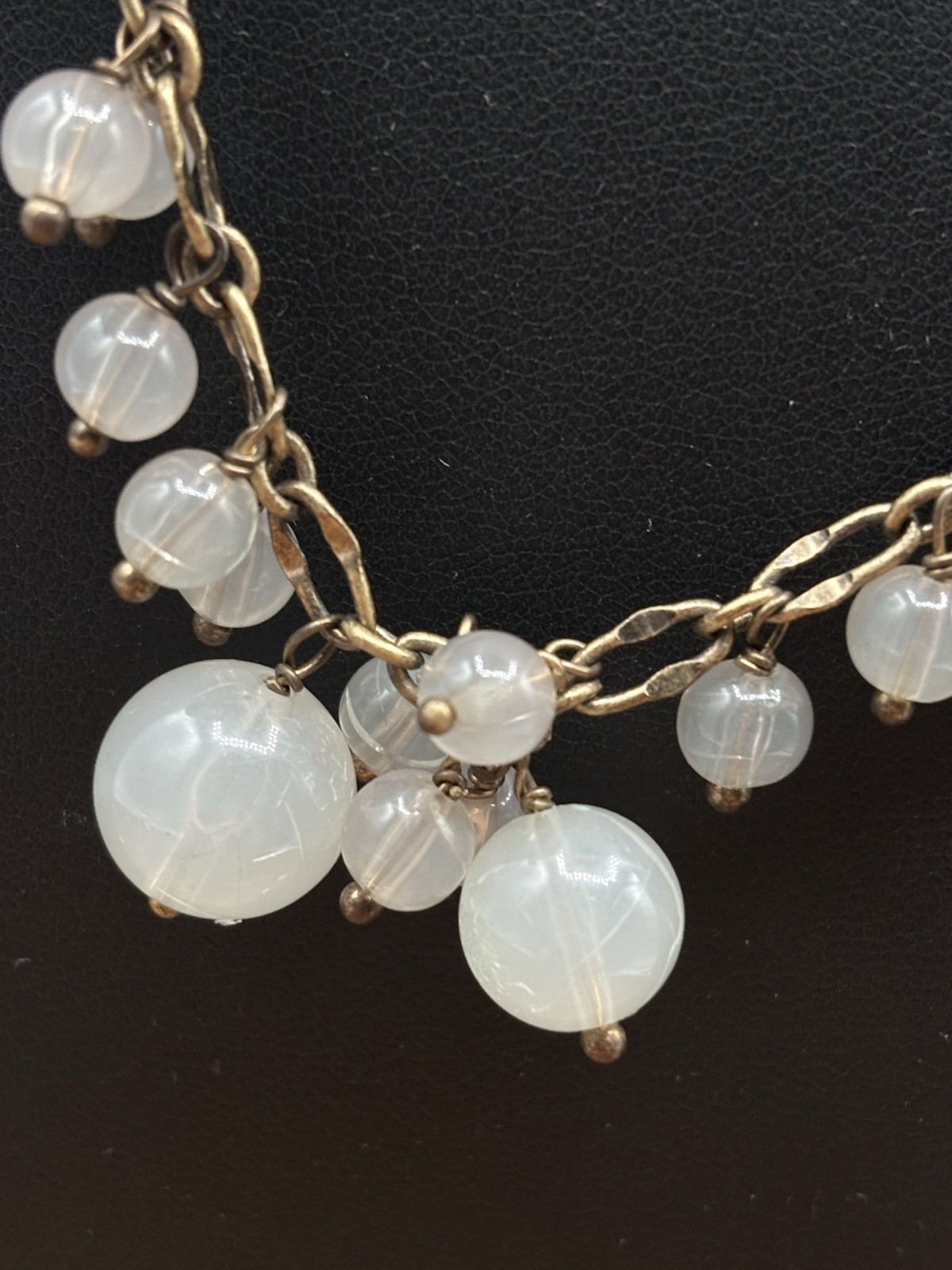 J CREW Gold Chain Dangling Translucent Light Gray… - image 5